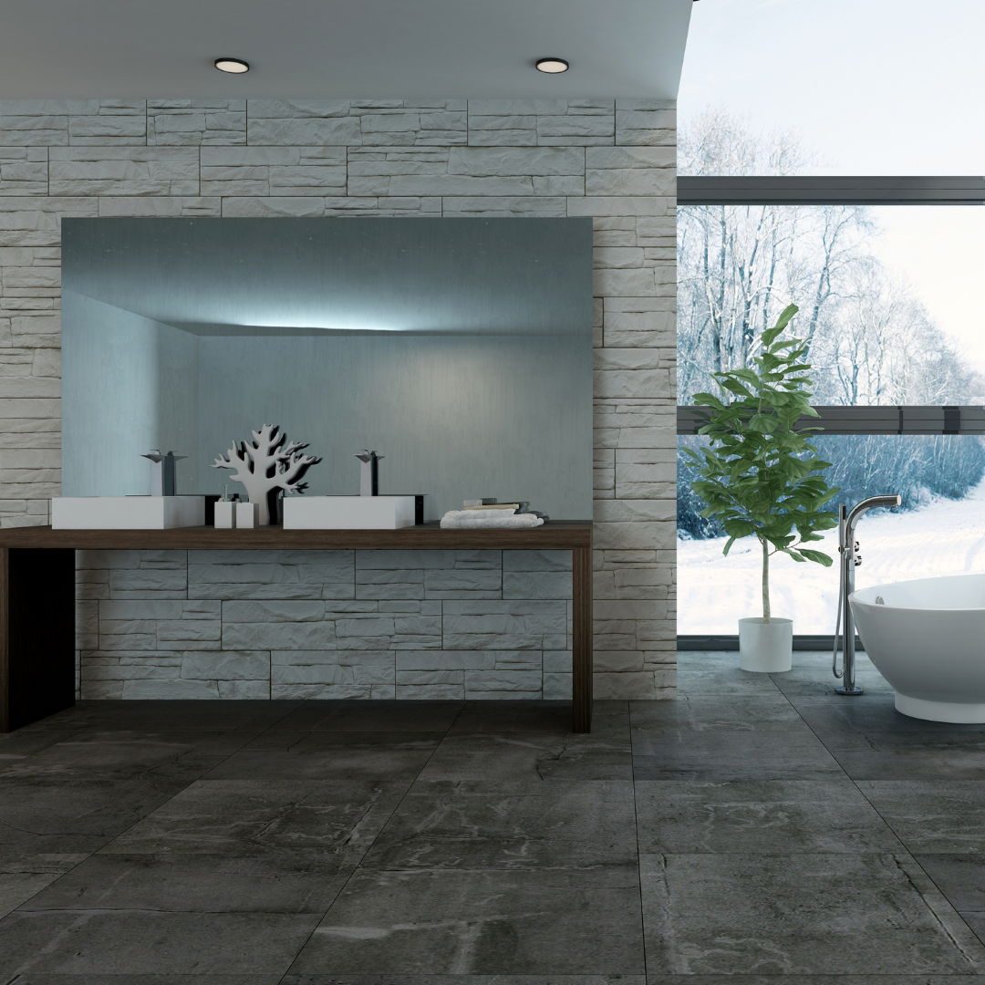 Specchio stile contemporaneo da bagno con punto luce specchiera